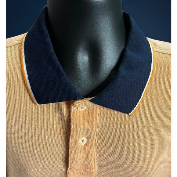 Aeropostale Polo Shirt XL Peach Orange Tan Navy Collar Cotton Blend Short Sleeve - Picture 5 of 7